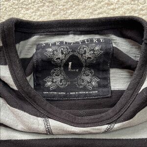 Structure Charcoal and Light Gray Striped Tee